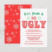 Eet, Drink & wees Lelijk Sweater Kerstfeest Kaart (Voorkant / Achterkant)
