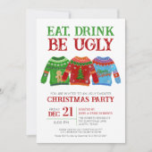 Eet Drink Wees lelijk Tacky Lelijk Sweater Kerst Kaart (Voorkant)