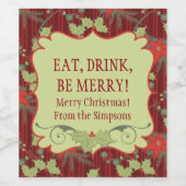Eet, Drink, wees lief! Vroegere kerstwijn-etikette Wijn Etiket (Enkel label)