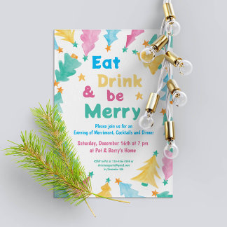 Eet Drink & wees Merry Party Uitnodiging Sjabloon
