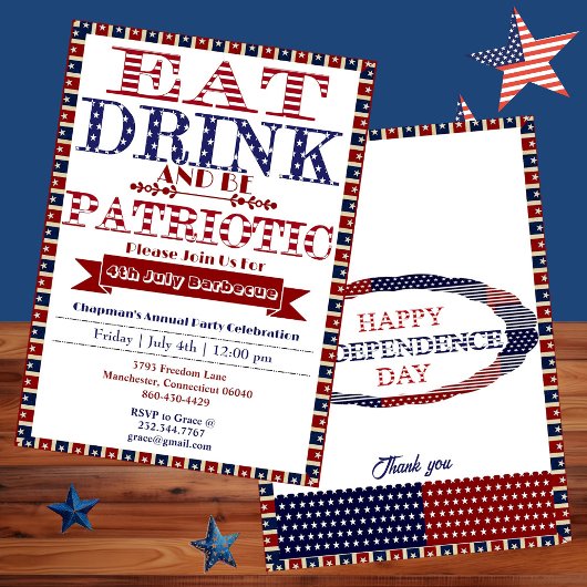 Eet Drink & Wees Patriottisch 4 juli Barbecue Part Kaart