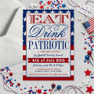 Eet, drink & wees patriottisch 4 juli-feest acryl uitnodigingen