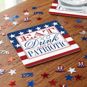 Eet, Drink & Wees Patriottisch 4 juli-feest Kartonnen Onderzetters