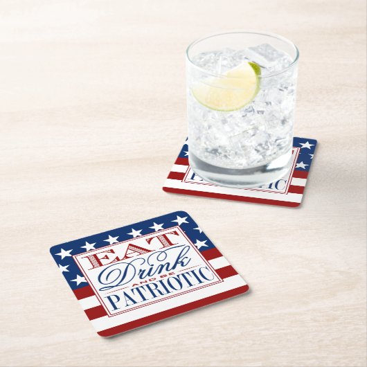 Eet, Drink & Wees Patriottisch | 4 juli Partij Kartonnen Onderzetters (Insitu)