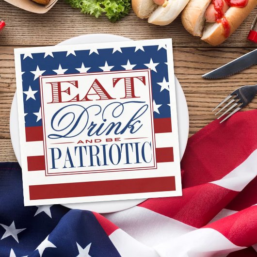 Eet, Drink & Wees Patriottisch | 4 juli Partij Servet