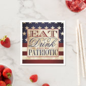 Eet, Drink & Wees Patriottisch | Vintage 4 juli Servet (Insitu)