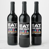 Eet Drink Wees Schrikwekkend Monster Halloween Cre Wijn Etiket (Flessen)