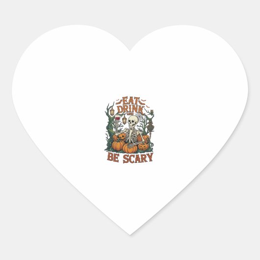 Eet Drink Wees Schrikwekkend Skelet Halloween Pomp Hart Sticker (Voorkant)
