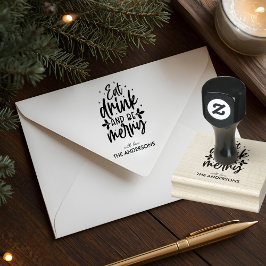Eet, Drink & Wees Vrolijk Aangepaste Familie Rubberstempel