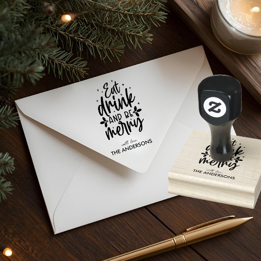 Eet, Drink & Wees Vrolijk Aangepaste Familie Rubberstempel
