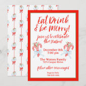 Eet Drink & wees vrolijk - Candy Cane Christmas Pa Kaart (Voorkant / Achterkant)