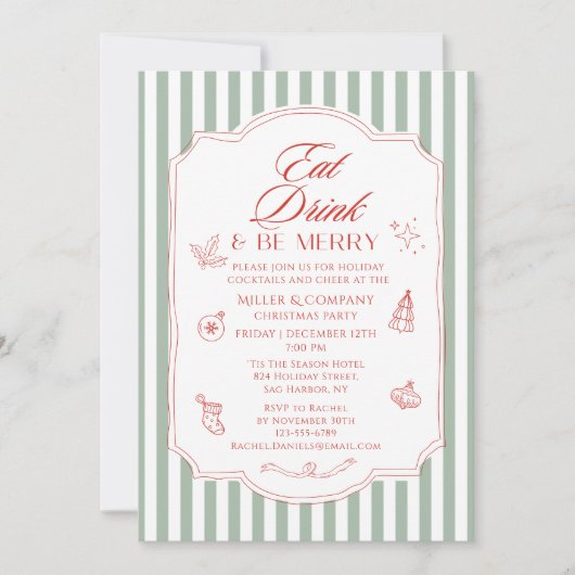 Eet Drink & wees vrolijk Corporate Christmas Party Kaart (Voorkant)