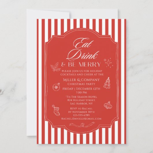 Eet Drink & wees vrolijk Corporate Christmas Party Kaart (Voorkant)