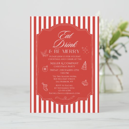 Eet Drink & wees vrolijk Corporate Christmas Party Kaart (Staand voorkant)