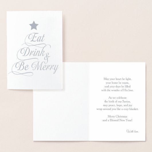 Eet, Drink & wees vrolijk Elegant Kerst Folie Kaarten (Display)