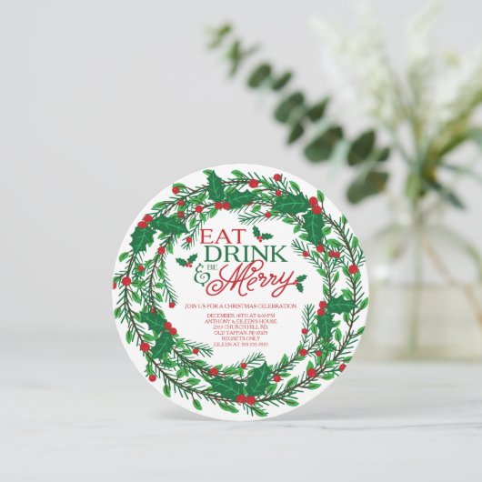 Eet Drink & wees vrolijk feestdag Kaart (Staand voorkant)