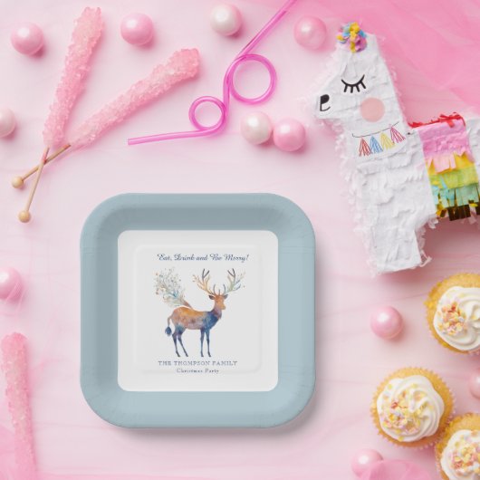 Eet Drink Wees vrolijk feestelijke rendieren kerst Papieren Bordje (Feest)