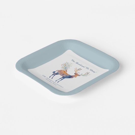 Eet Drink Wees vrolijk feestelijke rendieren kerst Papieren Bordje (Gebogen)