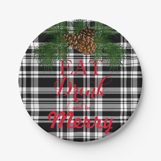 Eet, drink, wees vrolijk. Festive Holiday-ontwerp Papieren Bordje (Voorkant)