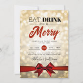 Eet, Drink Wees vrolijk Gold Bokeh Vakantie Xmas B Kaart (Voorkant)
