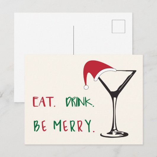 Eet. Drink. Wees vrolijk. kerst-Briefkaart Feestdagenkaart (Voorkant / Achterkant)