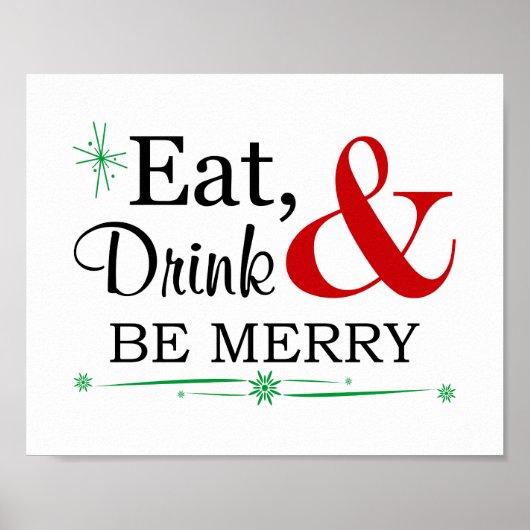 Eet, drink & wees vrolijk kerst kunst poster (Voorkant)