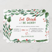 Eet Drink wees vrolijk | kerstdiner Kaart (Voorkant / Achterkant)