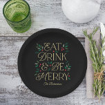 Eet Drink Wees vrolijk kerstfeest Borden Papieren Bordje<br><div class="desc">Viel in stijl met de borden van de douanepartij! Ontworpen door: Berry Berry Sweet (www.berryberrysweet.com) Overeenkomende objecten zijn beschikbaar in onze winkel of op verzoek.</div>