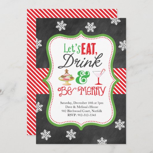 Eet, Drink, wees vrolijk kerstfeest Kaart (Voorkant / Achterkant)