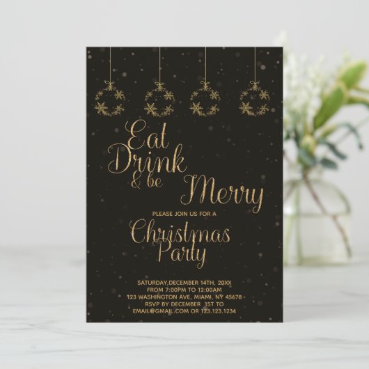 Eet Drink Wees vrolijk kerstfeest Kaart (Staand voorkant)