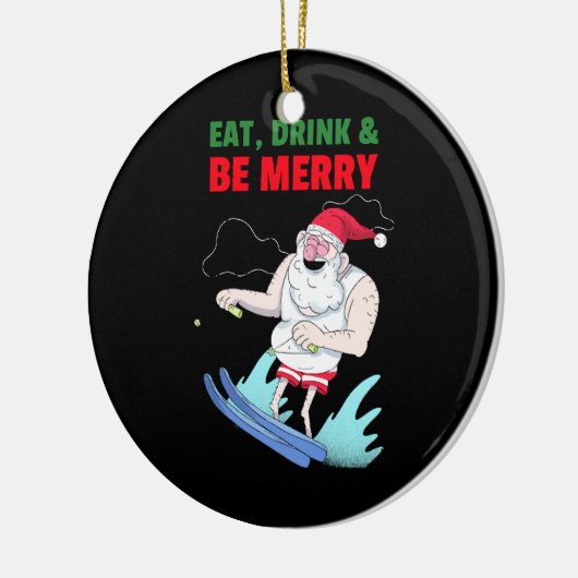 Eet, Drink & Wees Vrolijk Kerstfeest Keramisch Ornament (Links)