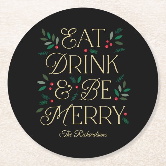 Eet Drink Wees vrolijk kerstfeest Onderzetters (Voorkant)