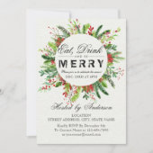 Eet, drink & wees vrolijk kerstfeest uitnodiging (Voorkant)