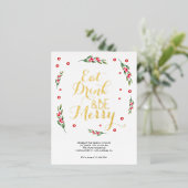 Eet drink & wees vrolijk kerstfeest uitnodiging (Staand Voorkant)