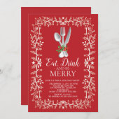 Eet, Drink & Wees Vrolijk Kerstfeest Uitnodiging (Voorkant / Achterkant)
