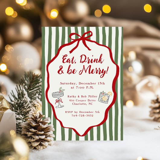 Eet, drink & wees vrolijk kerstfeestboog kaart