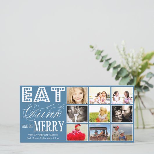 EET, DRINK & WEES VROLIJK | KERSTKAART COLLAGE (Staand voorkant)