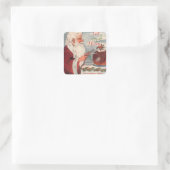 Eet, drink & wees vrolijk Kerstman Kerstpudding Vierkante Sticker (Tas)