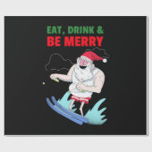 Eet, drink & wees vrolijk Kerstmis Cadeaupapier (Vlak)