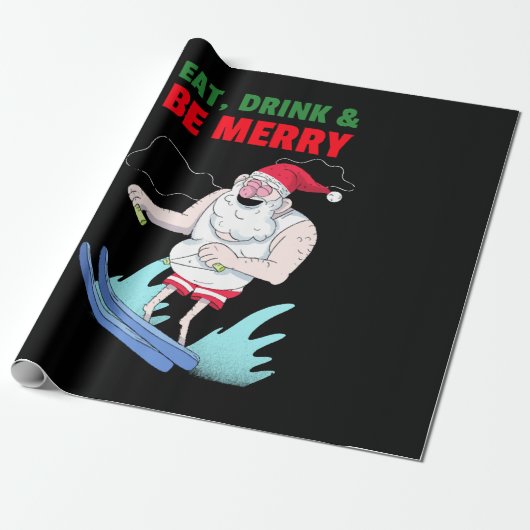 Eet, drink & wees vrolijk Kerstmis Cadeaupapier (Uitgerold)