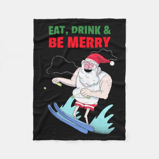 Eet, drink & wees vrolijk Kerstmis Fleece Deken (Voorkant)