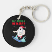 Eet, Drink & Wees Vrolijk Kerstmis Sleutelhanger (Achterkant)
