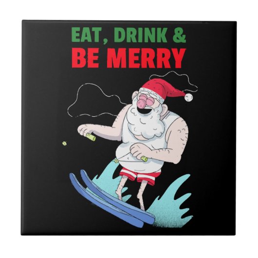Eet, Drink & Wees Vrolijk Kerstmis Tegeltje (Voorkant)
