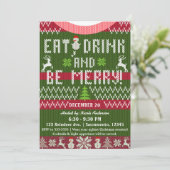 Eet Drink Wees vrolijk Kerstvakantie gebreide trui Kaart (Staand voorkant)