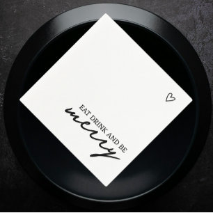 Eet Drink Wees vrolijk minimalistische typografie  Servet