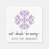 Eet Drink Wees vrolijk Paarse pruim zwart wit snee Servet (Voorkant)