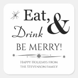 Eet Drink Wees vrolijk Retro kerst Vierkante Sticker