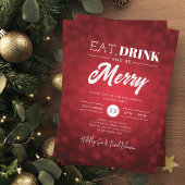 Eet, Drink Wees vrolijk Rode Bokeh Vakantie Xmas Kaart