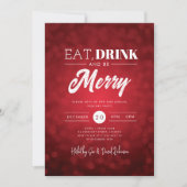 Eet, Drink Wees vrolijk Rode Bokeh Vakantie Xmas Kaart (Voorkant)