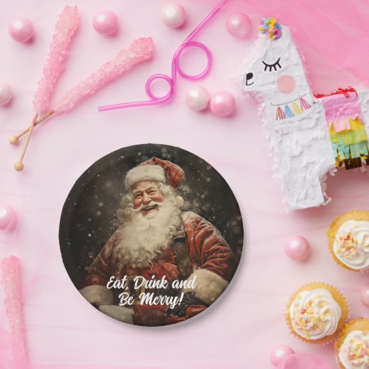 Eet Drink Wees vrolijk Sinterklaas Kerstmis Papieren Bordje (Feest)